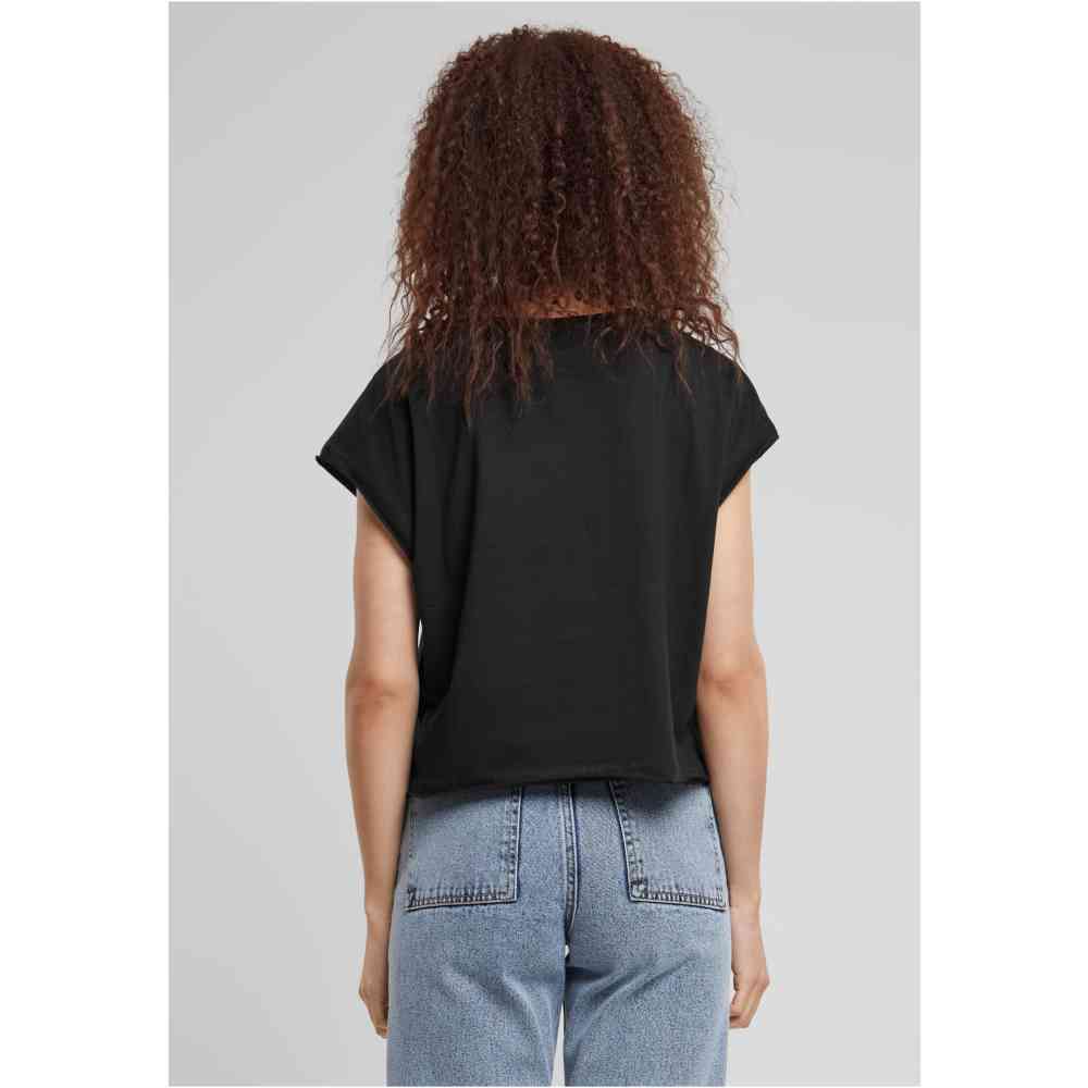 Urban Classics - Organic Open Edge Dames Tshirt - Zwart